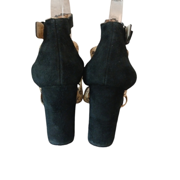 Michael Kors Anya Block Heel Caged Snakeskin Leather Heels, Size: 8 M - Picture 7 of 10